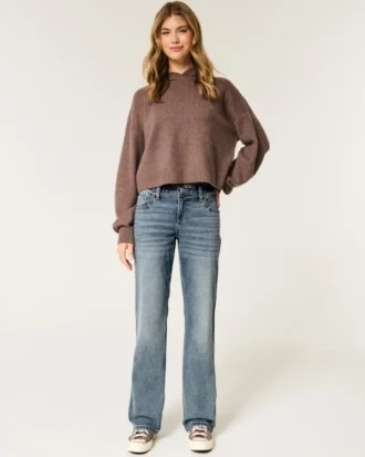Low-Rise-Jeans in mittlerer Waschung mit entspannter, gerader Passform