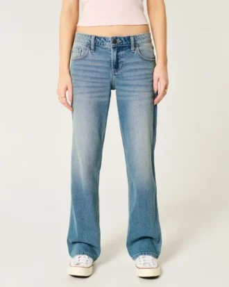 Low-Rise-Jeans in mittlerer Waschung mit entspannter, gerader Passform