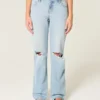 Low-Rise-Jeans mit heller Waschung und Rissen Low-Rise-Jeans mit heller Waschung und Rissen