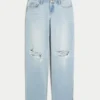 Low-Rise-Jeans mit heller Waschung und Rissen Low-Rise-Jeans mit heller Waschung und Rissen