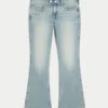Low-Rise-Jeans mit mittlerer Waschung und gesticktem Schmetterling, Bootcut Low-Rise-Jeans mit mittlerer Waschung und gesticktem Schmetterling, Bootcut