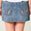 Low-Rise-Minirock aus besticktem Denim Low-Rise-Minirock aus besticktem Denim