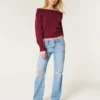Low-Rise Ripped Medium Wash Relaxed Straight Jeans