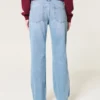 Low-Rise Ripped Medium Wash Relaxed Straight Jeans