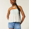 Low-Rise-Shorts aus mittelblauem Denim Low-Rise-Shorts aus mittelblauem Denim