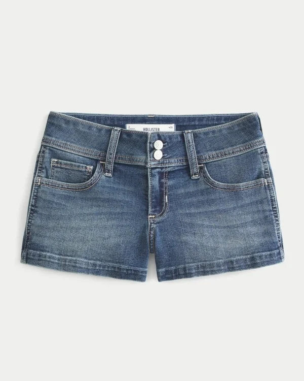 Low-Rise-Shorts aus mittelblauem Denim Low-Rise-Shorts aus mittelblauem Denim