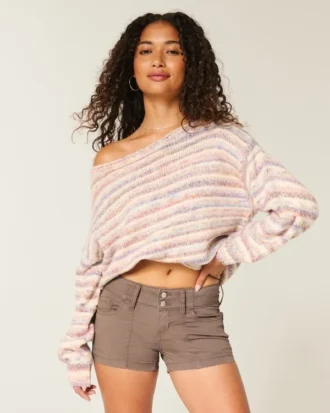 Low-Rise-Shorts aus Popeline