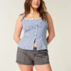 Low-Rise Twill Shortie Shorts