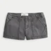 Low-Rise Twill Shortie Shorts