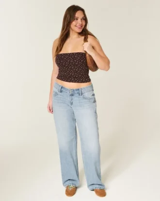Low-Rise Y2K Baggy Jeans in heller Waschung