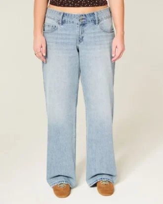 Low-Rise Y2K Baggy Jeans in heller Waschung