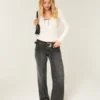 Low-Rise Y2K Washed Black Baggy Jeans