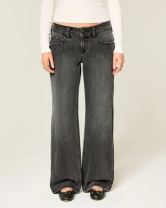 Low-Rise Y2K Washed Black Baggy Jeans