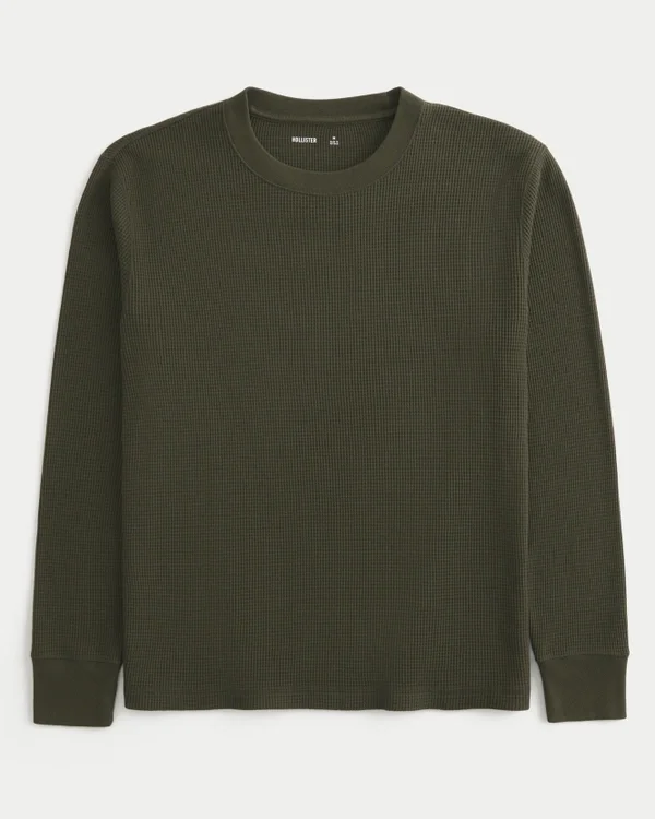 Lässiges langärmeliges Thermoshirt mit Rundhalsausschnitt Lässiges langärmeliges Thermoshirt mit Rundhalsausschnitt