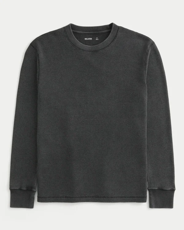Lässiges langärmeliges Thermoshirt mit Rundhalsausschnitt Lässiges langärmeliges Thermoshirt mit Rundhalsausschnitt