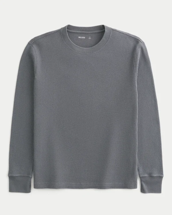 Lässiges langärmeliges Thermoshirt mit Rundhalsausschnitt Lässiges langärmeliges Thermoshirt mit Rundhalsausschnitt