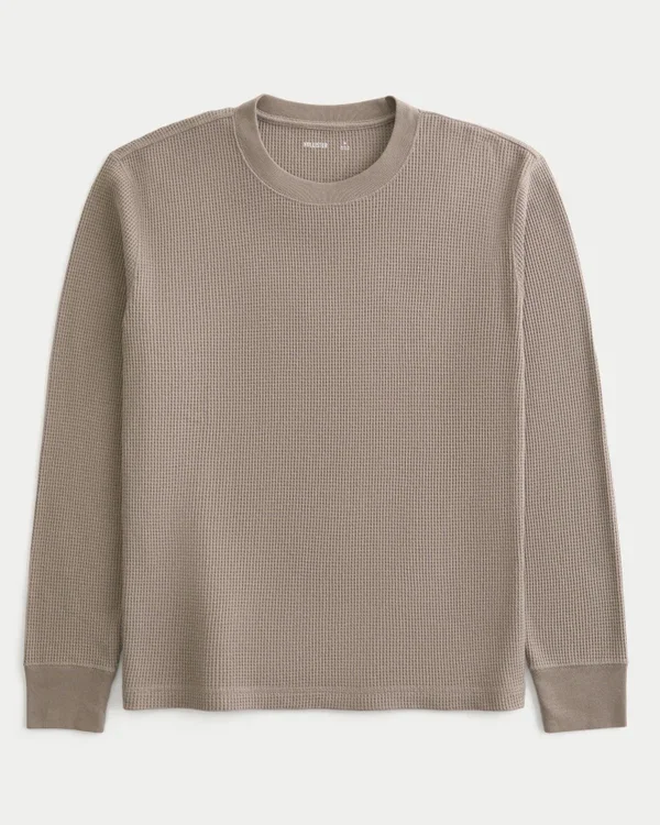 Lässiges langärmeliges Thermoshirt mit Rundhalsausschnitt Lässiges langärmeliges Thermoshirt mit Rundhalsausschnitt