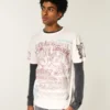 Lässiges T-Shirt mit gemischtem Grafikprint Lässiges T-Shirt mit gemischtem Grafikprint