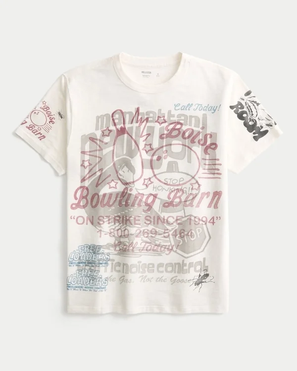 Lässiges T-Shirt mit gemischtem Grafikprint Lässiges T-Shirt mit gemischtem Grafikprint