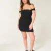 Mesh-Bodycon-Kleid mit schulterfreiem Ausschnitt Mesh-Bodycon-Kleid mit schulterfreiem Ausschnitt