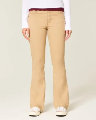 Mid-Rise-Jeans in Khaki mit Bootcut