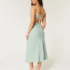 Midi-Kleid aus Leinenmischung mit offenem Rücken Midi-Kleid aus Leinenmischung mit offenem Rücken