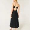 Midi-Kleid aus Leinenmischung mit offenem Rücken Midi-Kleid aus Leinenmischung mit offenem Rücken