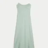 Midi-Kleid aus Leinenmischung mit offenem Rücken Midi-Kleid aus Leinenmischung mit offenem Rücken
