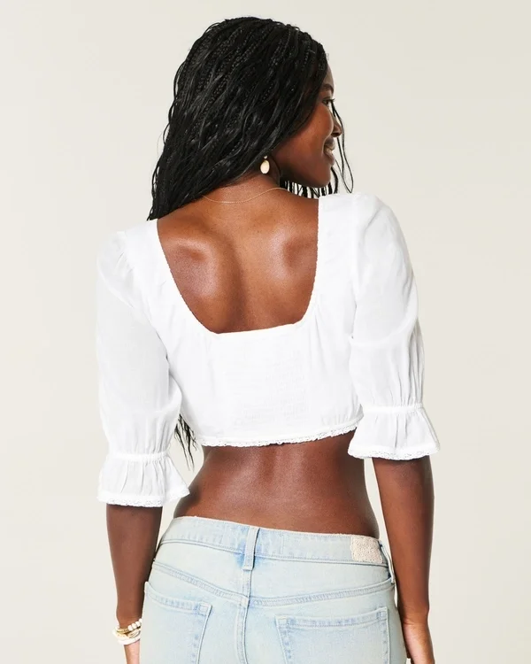 Mini-Crop-Top mit Dreiviertelärmeln Mini-Crop-Top mit Dreiviertelärmeln