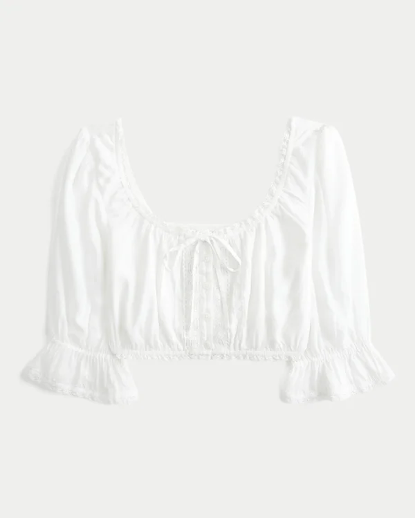 Mini-Crop-Top mit Dreiviertelärmeln Mini-Crop-Top mit Dreiviertelärmeln