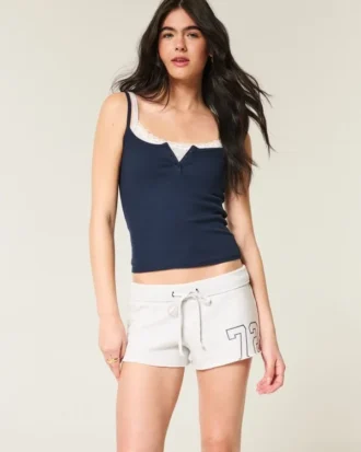 Mini-Fleece-Shorts mit Nummernprint