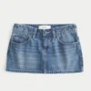 Mini-Jeansrock mit niedriger Taille und gestickter Schleife Mini-Jeansrock mit niedriger Taille und gestickter Schleife