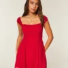 Mini-Kleid aus beflocktem Chiffon