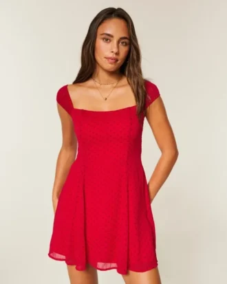 Mini-Kleid aus beflocktem Chiffon