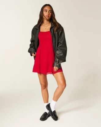 Mini-Kleid aus beflocktem Chiffon
