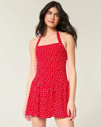 Mini-Kleid mit tiefem Taillenbund und Neckholder