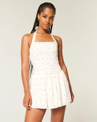 Mini-Kleid mit tiefem Taillenbund und Neckholder