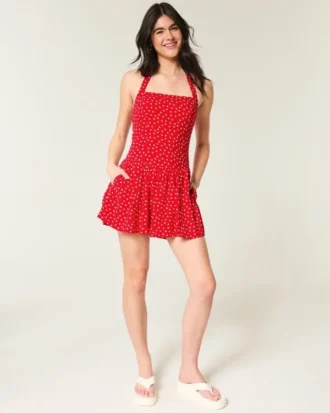 Mini-Kleid mit tiefem Taillenbund und Neckholder