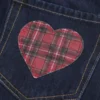 Mini-Skort aus dunkelblauem Denim mit Karomuster und Taschen Mini-Skort aus dunkelblauem Denim mit Karomuster und Taschen
