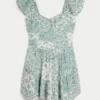 Mini-Skort-Kleid mit Flatterärmeln und gerafftem Oberteil