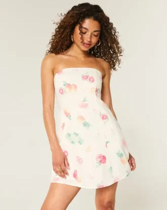 Minikleid aus Leinenmischung