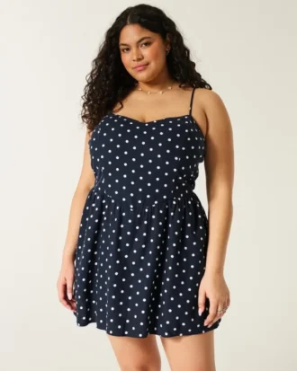 Minikleid aus Leinenmischung mit offenem Rücken