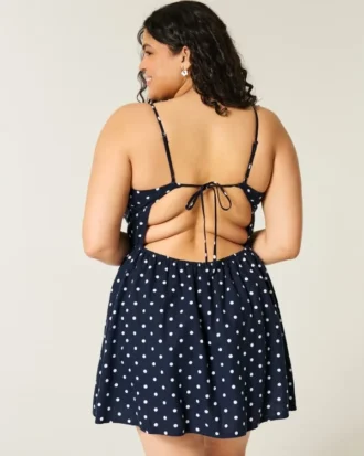 Minikleid aus Leinenmischung mit offenem Rücken