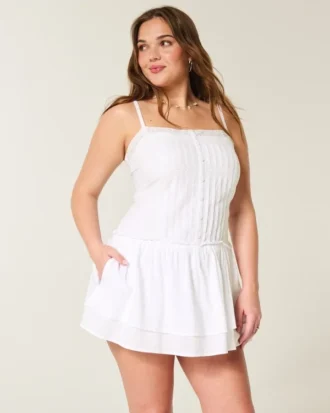 Minikleid mit Spitzenbesatz