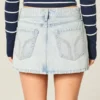 Minirock aus Denim mit niedriger Leibhöhe und heller Waschung Minirock aus Denim mit niedriger Leibhöhe und heller Waschung