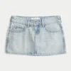 Minirock aus Denim mit niedriger Leibhöhe und heller Waschung Minirock aus Denim mit niedriger Leibhöhe und heller Waschung