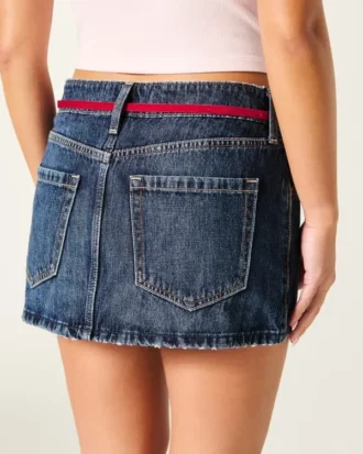 Minirock aus Denim mit niedriger Taille und Bindeband