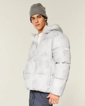 Mit Kunstfell gefütterte Daunenjacke mit Kapuze