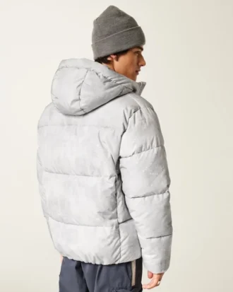 Mit Kunstfell gefütterte Daunenjacke mit Kapuze