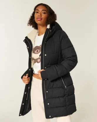 Mit Kunstfell gefütterter Puffer-Parka